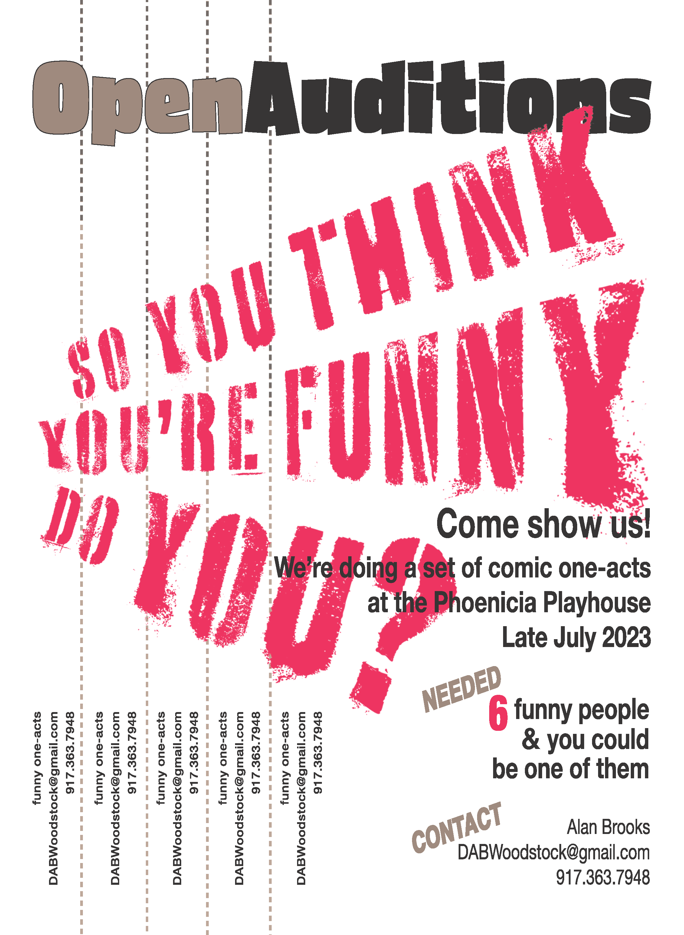 Comic One-Acts, this Summer at Phoenicia Playhouse